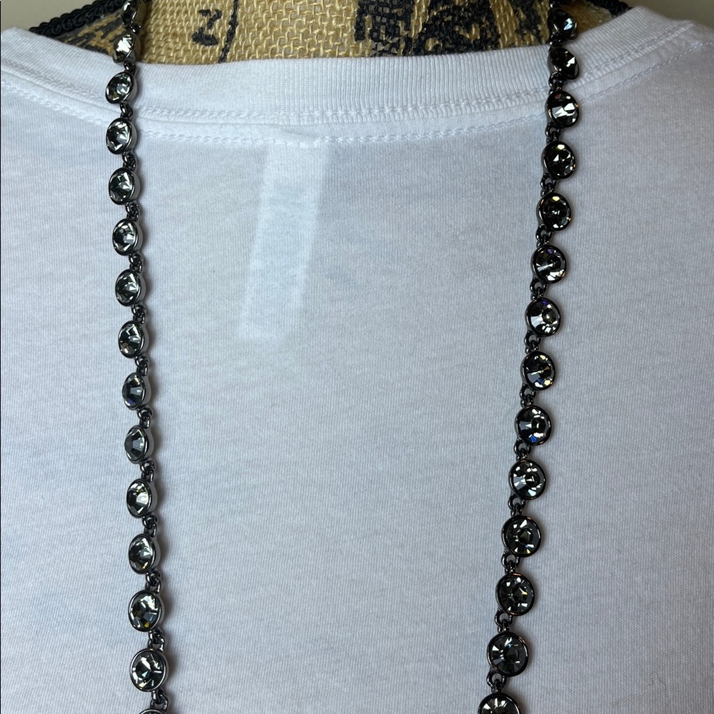 Vintage Givenchy Crystal Link Necklace Rhinestone Headlight Gunmetal- RARE - Picture 10 of 15